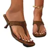 Frete Grátis Transfronteiriço Sandálias Chinelo Estilo Francês Deslumbrantes com Dedos Separados para Mulheres, Uso Outdoor de Verão, Elegantes e Versáteis, Adequadas para Combinar com Vestidos, Sandálias de Salto Fino