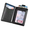Portatarjetas de Cuero Crazy Horse Resistente al Desgaste Transfronterizo Plegable Doble Múltiples Ranuras para Tarjetas Ventana Transparente Multifuncional para Hombre Cartera Corta de Moda Portatarjetas