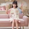 Pijama de Algodón Puro para Niñas, Verano para Niños, Delgado, Manga Corta, Conjunto de Dos Piezas para Bebé, Niñas Grandes, Ropa de Casa para Padres e Hijos