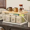 Estante de almacenamiento de escritorio, soporte para cafetera de encimera, estante de almacenamiento en capas tipo cajón, estante de almacenamiento de bocadillos y portavasos
