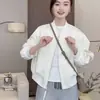Jaqueta corta-vento baseball curta de cor sólida com gola redonda estilo coreano para mulheres, nova jaqueta casual da moda de outono de 2026 para mulheres baixinhas