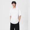Camiseta de Manga Corta para Hombre 2025 Verano Nuevo Estilo Diseño de Cuello Pequeño Nicho Metal Pesado Holgada Camiseta de Media Manga