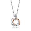Moda Japonesa y Coreana de Origen Transfronterizo Sencilla Combinable Acero de Titanio Collar de Pareja Personalizado Joyería con Colgante de Tres Anillos y Diamante para Hombres y Mujeres