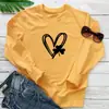 Ebay Comércio Exterior Site Independente Estampa de Trevo em Forma de Coração Moletom Soltinho da Moda Gola Redonda Manga Longa