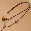Corda de cordão de couro para pendurar pingente, colar de nó de ouro trançado de jade unissex, cordão de pingente de jade com fivela de paz
