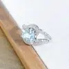 Anel Aberto de Pedra Preciosa Azul Marinho em Formato de Coração com Zircônia e Diamante Completo, Estilo Ins Exclusivo de Luxo Leve para Mulheres