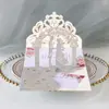 Encaje de Boda Agujero Pequeño Láser Estéreo Tarjeta de Saludo para Puerta de Boda Invitación de Boda Papel con Purpurina Plata Invitación de Compromiso En Stock
