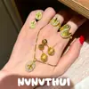 Collar Vintage Italiano de Flor de Lirio Real con Piedras Preciosas, Color Oro Antiguo, Pulsera de Calabaza con Perlas Láser