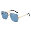 Nuevos lentes de sol clásicos de moda sin montura ins moda europea y americana exquisitos simples cuadrados doble puente versátiles