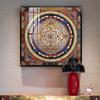 Pintura Colgante Thangka Oro Negro Mantra de Seis Caracteres Sutra del Corazón Mural de Entrada Mandala Rueda de Mantras Salón Budista Ropa Amarilla de Tíbet