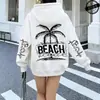 La Playa Es Mi Lugar Feliz Estampado Sudadera con Capucha Divertida Ropa Deportiva Gráfico de Playa Ropa Deportiva con Capucha