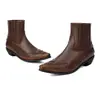 2026 Nuevo Estilo Invierno Fuente Cómodas Botas Vaqueras de Tacón Medio 40-48 Talla Grande Punta Puntiaguda Costura Botas de Caña Baja para Mujer