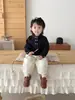 Conjunto de Camisa Sencilla Estilo Chino para Niños Ropa de Otoño para Niños Top de Cuello Alto con Botones Pantalones Cargo Casuales Ropa para Bebés para Exteriores