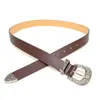 Cinturón de mujer tallado vintage Piel sintética de PU Hebilla de pasador de aleación D Cinturón de moda casual para mujer Decorativo en stock