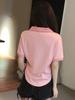 Polo de Ombro Direito Camiseta de Manga Curta Verão Feminino Design Solto Nicho Chic Top Curto Sexy Aprovação Direta da Fábrica