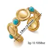 Anillo de Nicho Multicapa de Piedra Falsa Natural Colorido Europeo y Americano Estilo Romántico Ins Estilo Vacaciones Anillo Abierto de Acero de Titanio Joyería de Mano