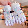 Guantes de esquí para niños Sanrio Kulomi de invierno para bebés, bonitos, cálidos, forrados con vellón, gruesos, impermeables para la nieve para niñas.
