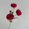 Rosa de Austin de Tres Cabezas Boda Flor Artificial Flor Artificial Hogar Boda Ramo Artificial Hotel Sala de Estar Mesa de Comedor Flor de Seda