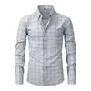 Camisa masculina xadrez com elasticidade quadridirecional transfronteiriça, camisa masculina de manga longa casual de negócios de alta qualidade