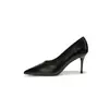 6681P Otoño Nuevo Versátil Elegante Punta Fina Tacón de Aguja Zapatos de Salón para Mujer Charol Repujado Boca Baja Zapatos de Una Sola Pieza