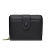 Cartera de Monedas Nueva con Cremallera Transfronteriza Billetera Corta Moda para Mujer Color Puro Patrón de Lichi Ranura para Múltiples Tarjetas