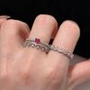 Anillo de plata de ley S925 con encaje romántico francés, una hilera de diamantes, combinación de alto nivel, hilera de anillos apilables, anillo de cola de diamante, anillo índice