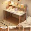 Mesa Integrada com Estante para Estudantes, Mesa de Escrita para Estudo em Casa, Estação de Trabalho para Apartamento Pequeno, Mesa de Computador para Quarto de Meninas