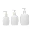 Botella de plástico de 200 ml para limpiador facial en stock, botella plana de plástico de 300 ml, botella para lavado, botella de 500 ml con dosificador para loción hidratante