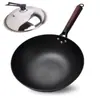 Wok de Ferro com Fundo Plano Zhangqiu Wok Doméstico Wok Artesanal Antigo Wok Antiaderente Fogão de Indução Fogão a Gás Universal