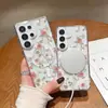 Funda de Teléfono Magnética MagSafe con Flor de Rosa Fresca y Elegante Personalizada para Samsung S22 Ultra Cubierta Transparente de Acrílico