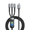 Cable de Datos 6A 240W Tres en Uno Cable de Carga Rápida Adecuado para Huawei Honor Vivo Xiaomi Op Android Carga Rápida