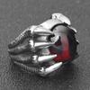 Anel Masculino de Aço Titânio Redondo com Pedra Preciosa Personalizada Punk Halloween Garra de Fantasma Moda Nova Europeia e Americana