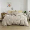 Conjunto de Flanela Escovada Muji Estilo Japonês de Quatro Peças, Conjunto de Roupa de Cama para Casa com Xadrez Pequeno Retrô, Amigo da Pele, Universal para Todas as Estações