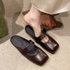 Pantuflas Baotou para Mujer para Exterior Primavera y Verano 2025 Nuevas Zapatos Muller Planos sin Cordones Elegantes Zapatos Mary Jane para Mujer