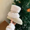 Botas de Nieve Cálidas de Moda Estilo Coreano con Forro de Felpa de 4 cm 2026 Invierno Nuevas Punta Redonda Suela Gruesa Slip-On Botas Peludas