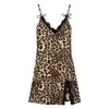 Lencería Sexy con Estampado de Leopardo, Camisón con Tirantes, Apasionado Set de Sedducción de Encaje, Ropa Erótica para Mujer
