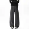 Pantalones Rectos Sueltos Estilo Nuevo Versátiles Otoño Americano Sencillo Peso Pesado Marca de Moda Pantalones de Chándal Deportivos para Hombre Casual Gris Oscuro