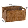 Cesta de almacenamiento de mimbre sintético ropa sucia juguetes bocadillos artículos varios cesta de almacenamiento tejida en bambú hogar sala de estar mueble de TV escritorio completo
