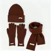 Conjunto de Tres Piezas de Gorro, Bufanda y Guantes de Lana para Mujer en Invierno, Año Nuevo y Navidad, Gorro de Punto de Color Sólido, Protección para los Oídos y Bufanda Cálida