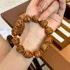 Pulseira de escultura de cabaça com caroço de pêssego, pulseira de casal, cabaça da paz, acessórios para brincar com texto DIY, pulseiras naturais para homens e mulheres