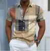 Camisa retro de manga corta para vacaciones transfronterizas, de verano, con bloques de color, a cuadros, elástica en cuatro direcciones, impresa en 3D, casual, transpirable, para hombre