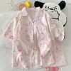 2024 Nuevo Pijama de Algodón Nube para Mujer Verano Manga Corta Shorts Dulce Lindo Dibujos Animados Ropa de Casa para Dama traje