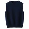Colete de lã pura sem mangas com gola V para outono e inverno, menino menina, colete suéter de cashmere, peça de outer wear para criança de porte médio a grande