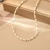 Nuevo Collar de Perlas de Nácar y Caña de Bambú Estilo Chino Cadena para Clavícula Simple de Moda con Toque de Lujo Pulsera Cálida y Versátil para Mujer