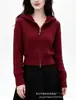 Sudadera Cardigan Tejida con Cable Estilo Coreano para Mujer Otoño Nueva Llegada Cremallera Doble Estilo Corto Suéter Adelgazante Versátil Chaqueta Sudadera