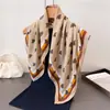 Estilo Polavocal patrón de espiga sensación de algodón lino cuadrado pequeño pañuelo de seda imitación terciopelo turbante chal pañuelo solar bufanda para mujer