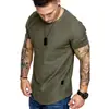 Camiseta Casual de Verão Moda Esportiva Corrida Masculina Jovem Algodão Bambu Gola Redonda Manga Curta Fina Tendência