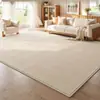Tapete de Seda de Gelo Sala de Estar Estilo Creme Cor Sólida Simples Alto Padrão Sem Lavagem Limpável Baixa Manutenção Verão Tapete Fresco Tapete de Chão Antiderrapante