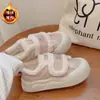 Sapatos de Algodão Pelúcia com Velcro Sola Grossa Sapatos Brancos para Mulheres 2025 Novo Outono e Inverno Cabelo Curto Quentes Casuais