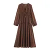 Vestido largo de gasa transfronterizo nuevo europeo y americano de manga larga, adelgazante, estampado de moda, venta al por mayor, simple abrigo de verano en cinco colores
